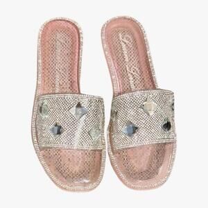New Lauren Lorraine Embellished Jeweled Slides, size 7